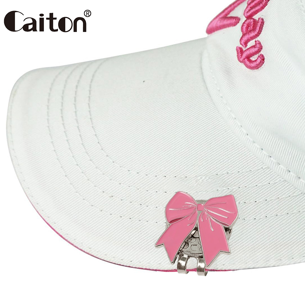 Ball Marker Set - คลิปหนีบหมวกกอล์ฟริบบิ้นสีชมพู Caiton พร้อมที่ทำเครื่องหมายลูกกอล์ฟแบบแม่เหล็ก, อุปกรณ์เสริมหมวกน่ารัก ของขวัญสำหรับผู้หญิงนักกอล์ฟ ชุดฝึกซ้อมพัตต์กรีน