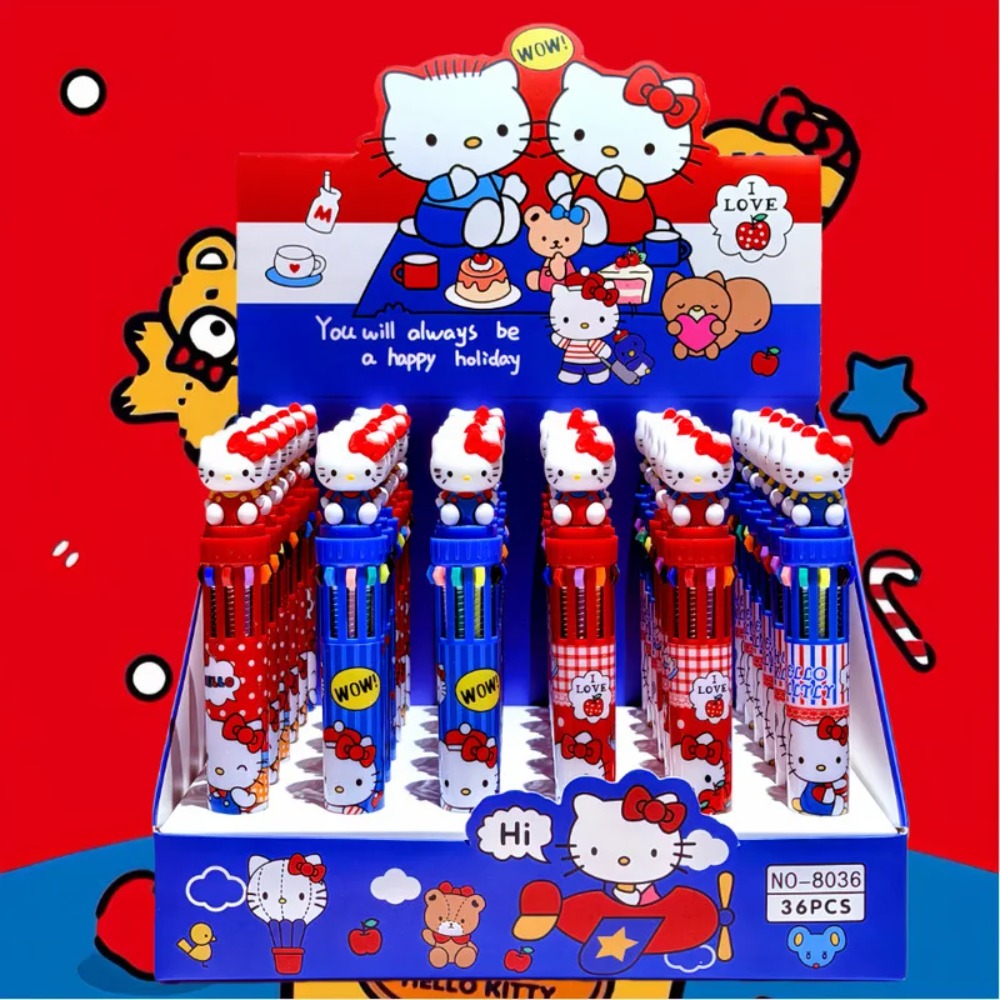 Ball Marker Set - ปากกาลูกลื่นแบบกด 10 สี ลายการ์ตูน A6/36 ชิ้น