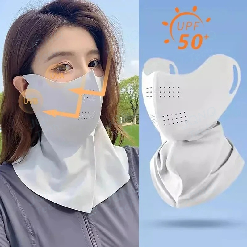 Golf Equipment Women - ผ้าพันคอป้องกันรังสียูวีสำหรับฤดูร้อน ผ้าคลุมหน้าไหมน้ำแข็ง ผ้าคลุมกันแดดสำหรับกิจกรรมกลางแจ้ง ป้องกันแสงแดด ป้องกันฝุ่น สำหรับปั่นจักรยานและเล่นกีฬา