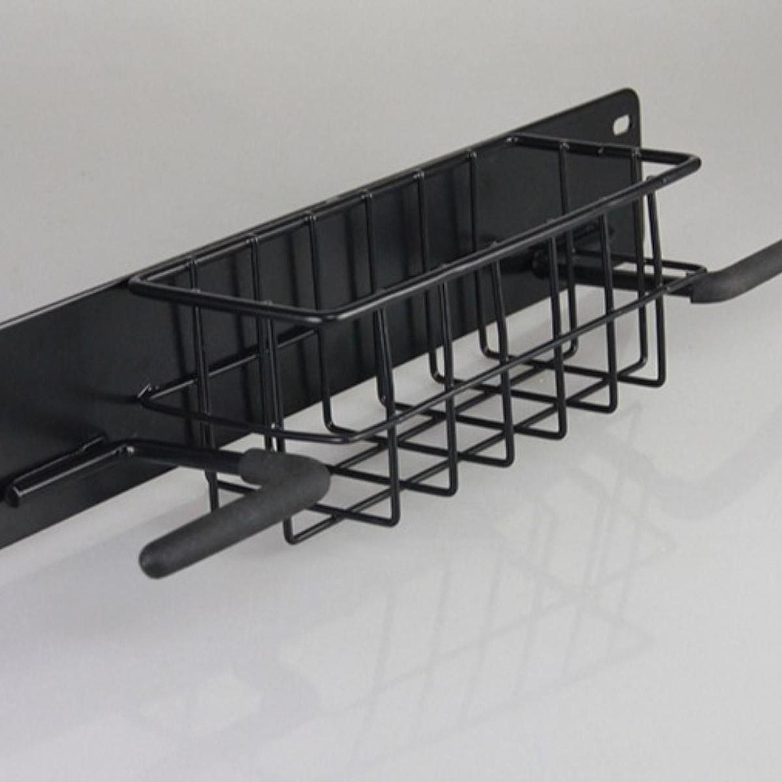 Golf Equipment Garage Storage - ชั้นวางถุงกอล์ฟแบบแขวนสองชั้นพร้อมตะกร้าตาข่าย ที่ยึดติดผนังสำหรับเก็บอุปกรณ์สำหรับบ้านและโรงรถ