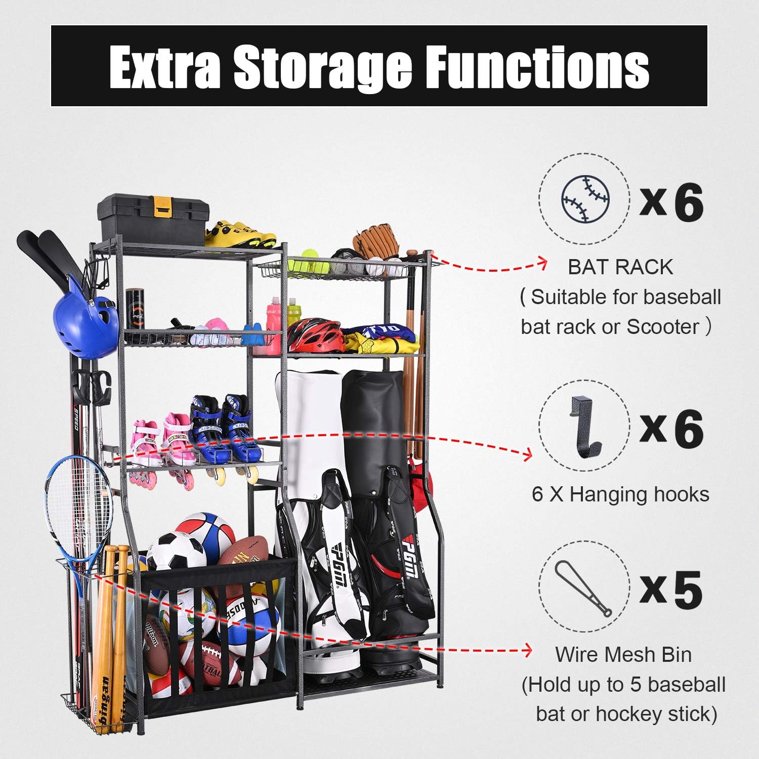 ชั้นวางอุปกรณ์กีฬาในโรงรถ ชั้น - Golf Equipment Garage Storage บทวิจารณ์และราคา