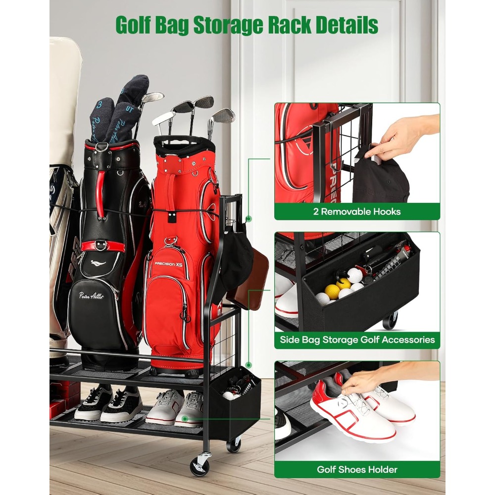 ชั้นวางถุงกอล์ฟแบบมีล้อ ชั้นวา - Golf Equipment Garage Storage บทวิจารณ์และราคา
