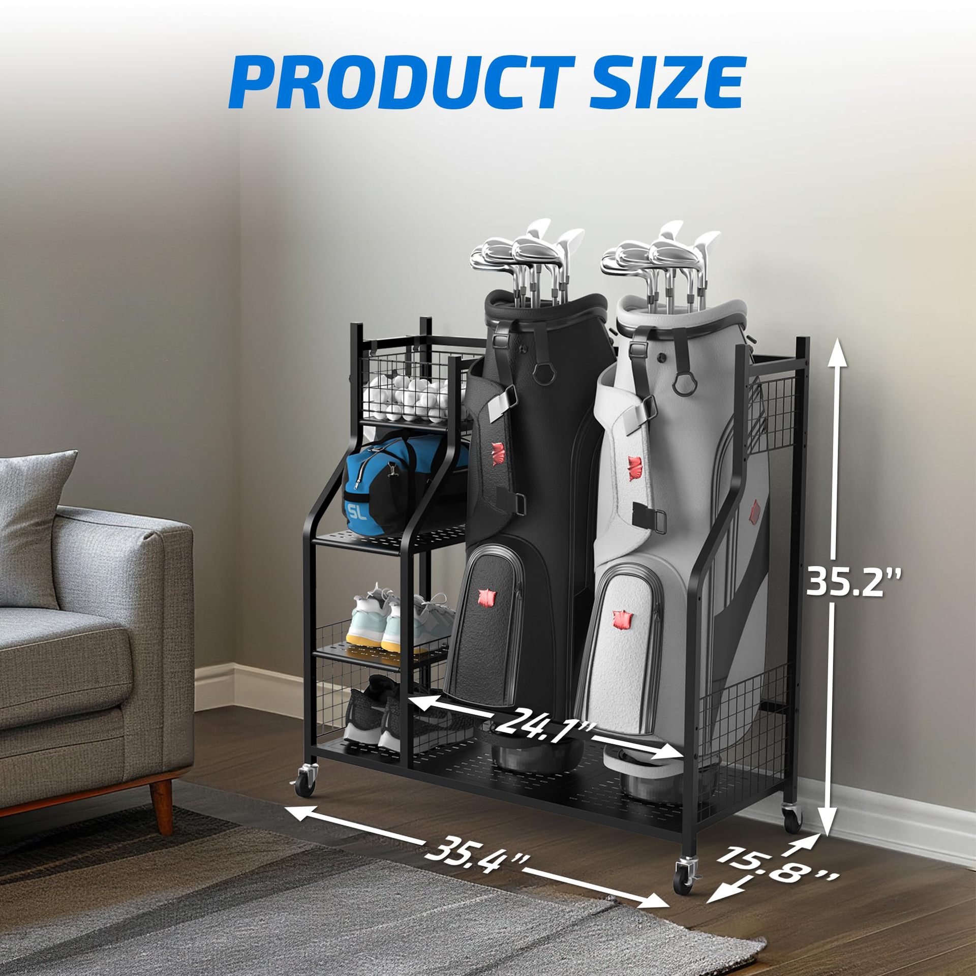 # ชั้นวางถุงกอล์ฟแบบตั้งพื้นสำ - Golf Equipment Garage Storage บทวิจารณ์และราคา